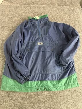 MARCEL CLAIR Jacket Mens XL Windbreaker Blue Color Block Green Vintage N153
